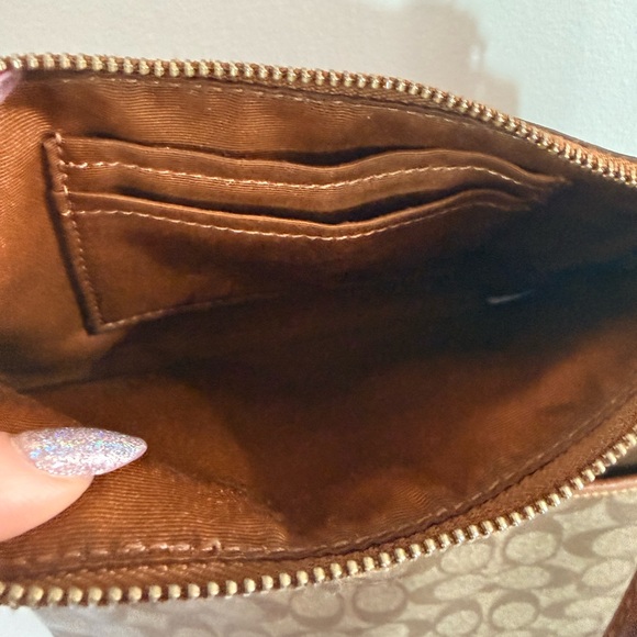 Coach Signature Brown and Tan Crossbody Bag and Wristlet and Card Holder - Picture 10 of 16